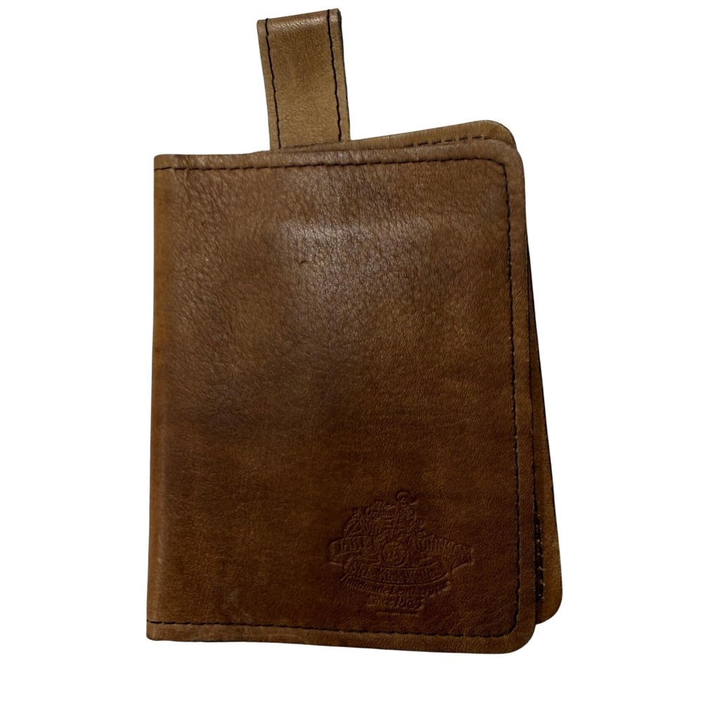 Vintage Jake Johnson Sidekick Handmade Brown Leather Bifold Wallet Pull Tab Mens